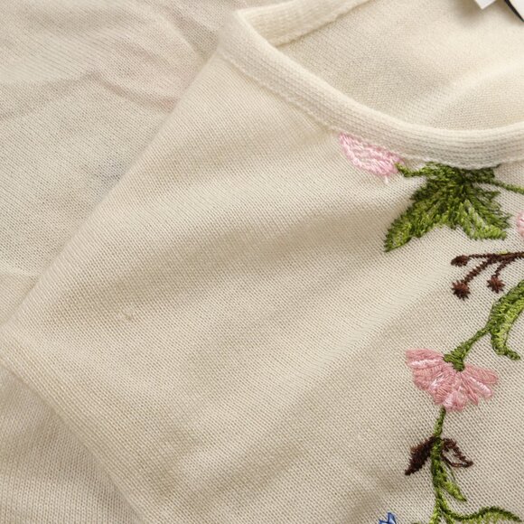 Giambattista Valli Floral Embroidered Knit Cardigan, Ivory, Size IT 42/US 6 - Picture 13 of 15